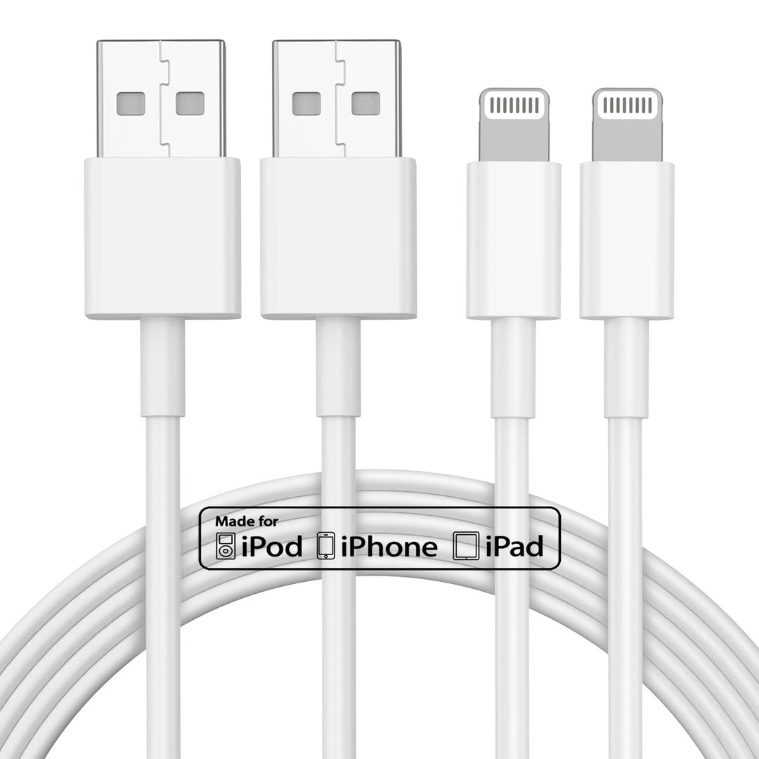 2pack 10ft iPhone Charger, [Apple MFi Certified] Long iPhone Charger Cord 10 ft, Apple Lightning to USB Cable, 10 Foot Fast Charging Cords for iPhone Charger 14/13/12/11/13 Pro/13 Max/X/XS/XR/XS (White)
