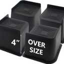 Bed Risers 4 inch Heavy Duty, 4 Pack Oversized Furniture Risers 6 inch, Black Bed Lifts Risers for Table, Sofa, Chair, Couch, Desk, Bed Frame Risers Supports Up to 6,500 Lbs