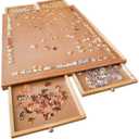 Bits and Pieces Puzzle Board with Drawers  1000 Piece Jigsaw Puzzle Table Organizer Premium Wooden Puzzle Board for Adults 22.25"x 30" Smooth Non-Slip Surface Portable Puzzle Table with Sorting Trays (1000 pc Plateau)