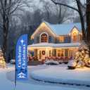 7 ft Celebrate Christmas Feather Flag with Pole Kit Outdoor Christmas Windless Swooper Flag Religious Banner for Outside Church Decoration Holiday Xmas Party Supplies