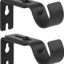 Heavy Duty Adjustable Curtain Rod Brackets Holders for 1 Inch Rod, Black Color, Pack of 3