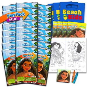 Disney 24 Moana Mini Party Favors Set for Girls, Kids - Bundle with 24 Moana Grab n Go Play Packs with Coloring Pages, Stickers, Goodie Bags, More (Moana Birthday Party Supplies and Decorations)