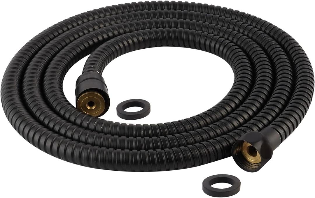 Hibbent All Metal Shower Hose, 90 Inch Stainless Steel Extra Long Shower Hose Replacement, Anti-Twist Flexible Bathroom Handheld Shower Head Hose Extension with Brass Insert & Nut, Matte Black