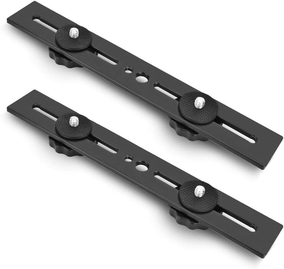 UTEBIT 8 inch Flash Bracket, Dual Camera Mount Extension Bar with 1/4 Screw Hot Shoe, Straight Flash Bracket Tripod Mount for DSLR Camera LED Light Studio Video Microphone, 2Packs