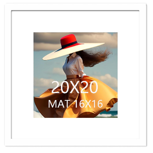 20x20 Picture Frame White Solid Wood for Mat 16x16 Wall Mounting Square Poster Frames