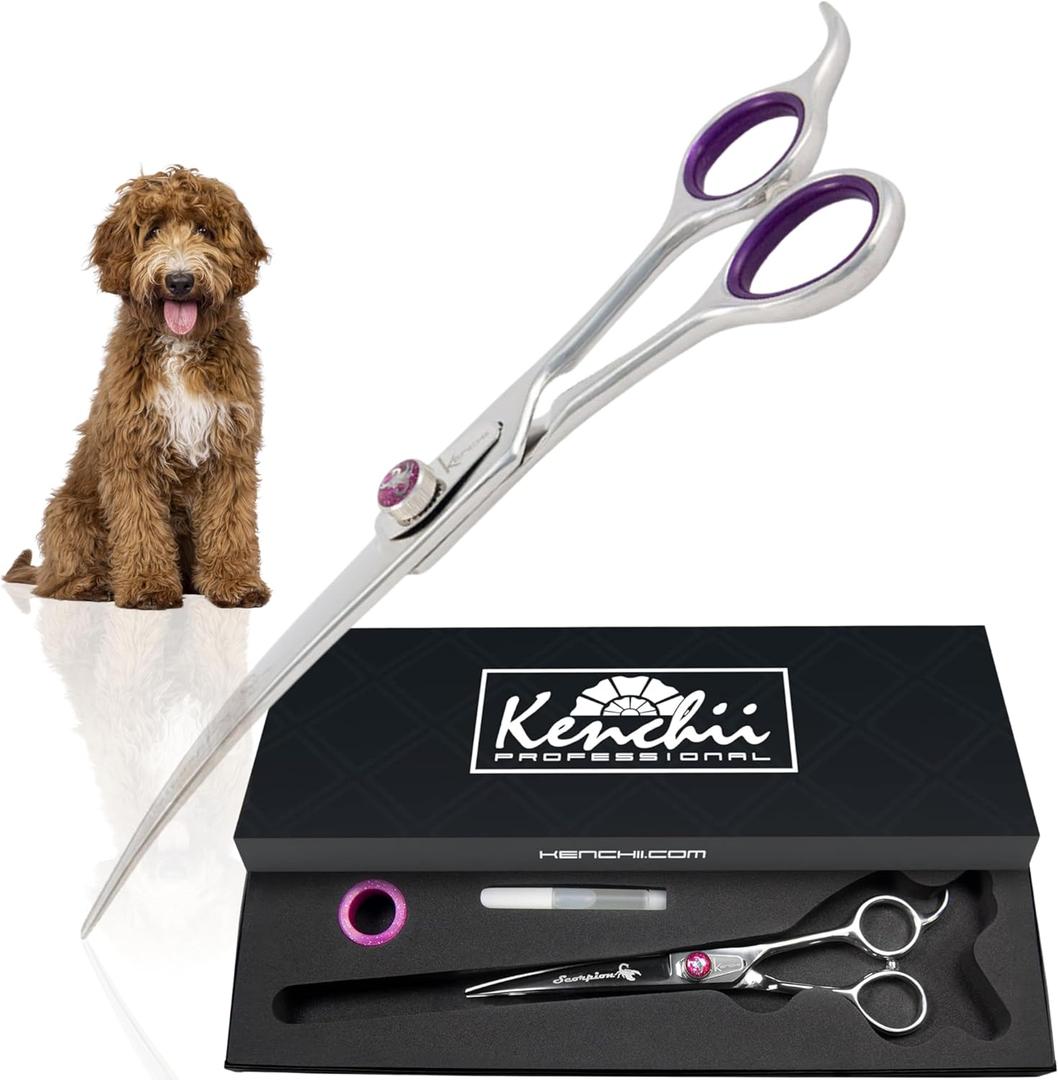 Scorpion Dog Grooming Scissors, 7 Inch Curved Shears, Dog Scissors for Grooming, Professional Pet Grooming Scissors, Heavy Duty, Durable and Sharp
