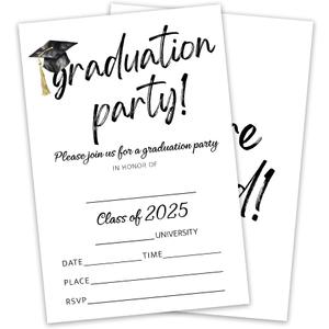 4"x6" Graduation Invitation - 20pcs Invites Card With Envelope - University, Master Graduation Fill-in Style Invitation Card - Class Of 2025 Congratulations Graduation Party Supplies - A01