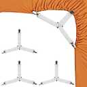 4PCS Bed Sheet Straps with Metal Clips, Adjustable Elastic Fitted Sheet Holders for Corners, Keep Bedding Wrinkle-Free, Easy to Install Durable Fasteners, Mattresses (White)