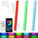 3 Pcs RGB Under Cabinet Lights Kit, Smart App and Remote Control Under Cabinet Lighting, Dimmable Under Counter Lights for Kitchen, Plug in LED Lights Bar for Cabinet, Counter, Workbench, Desk (Multicolor)