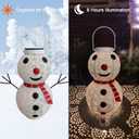 Christmas Snowman Solar Lantern Decorations - Snowman Solar Hanging Large Lantern Outdoor Waterproof, Metal Solar Powered Warm White LED Decor Lights for Outside Garden Yard Porch (1 Pack White)