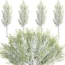 Alpurple 50 Pcs Christmas Snow Frosted Pine Branches- 13.5" Snowy Artificial Pine Needles Branches Twigs- Greenery Ceder Sprigs Pine Picks Stems for Christmas Wreath Home Garden Decoration