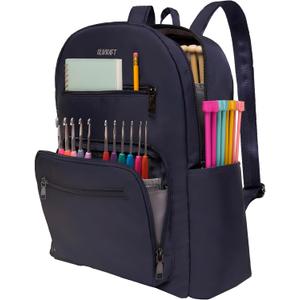 Olikraft Travel Crochet Bag Organizer Backpack - Crochet Yarn Bag, Knitting Bags and Totes, Yarn Bags for Crocheting on the Go (Blue)