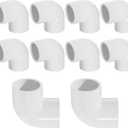 1-1/2" 90 Degree PVC 2 Way Elbow Fitting, 10 Pcs Right Angle Pipe Connectors, Schedule 40 Furniture Grade Fittings for Building PVC Furniture DIY Garden Structures and Frames