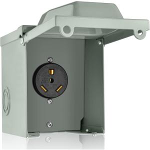 WELLUCK 30 Amp RV Power Outlet Box, 125 Volt NEMA TT-30R RV Receptacle, Enclosed Lockable Outdoor Electrical Panel Weatherproof Plug for Temporary Hookup RV Camper Travel Trailer Car Generator