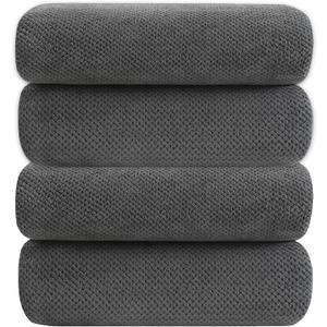 YTYC Towels,29x59 Inches Extra Large Bath Towels for Bathroom Super Soft Quick Dry Light Weight Waffle Microfiber Shower Towels 80% Polyester 20% Nylon (Charcoal,4 Piece)