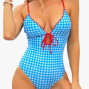 CHYRII Women's Sexy Cutout Scalloped One Piece Swimsuit V Neck Bathing Suit Swimwear, Size: XL