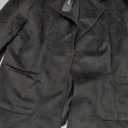 Allegra K Women's Faux Suede Blazer Lapel Collar Ruched Sleeve One Button Work Office Jacket Blazers Medium Black