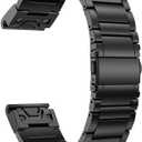 LDFAS Titanium Band Compatible Fenix 8/7/6 Pro/5 Plus Band, 22mm Titanium Metal Quick Release Easy Fit Watch Strap for Garmin Fenix 7/6 Pro/Epix Gen 2/Forerunner 965 (Black)
