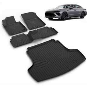 VOUKIY All Weather Car Floor Mats & Cargo Liner Set Fit for Kia K5 2021-2025 2026 (Only FWD Models) or for Hyundai Sonata/Sonata Hybrid 2020-2026 Floor Liners Trunk Liner Cargo Mat Accessories Black