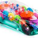 ArtCreativity Light Up Transparent Sensory Car Toy for Kids, 1PC, Bump and Go Toy Car with Colorful Moving Gears, Music, and LED Effects, Easter Toys for Toddlers, Great Birthday Gift Idea