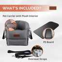 Kumdita' Center Console Car Seat & Carrier for Small Dogs & Cats with Dual Over-Seat Straps, Sewn-in Safety Leash & PE Board Base (Grey)