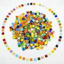 500G/ 1.1LB Bulk Crystal Mosaic Tiles, Assorted Color Opaque Mosaic Glass Crafts Supplies Handmade Crafts for DIY Picture Coaster Home Kitchen Bathroom Mosaic Decoration(0.4x0.4 inch, Colorful)