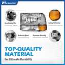 Headlight Assembly W/Bulbs for 1999-2004 Ford Super Duty F250 F350 F450 F550,00-04 Ford Excursion Headlamp Replacement with Bumper Signal Corner Light (NOT FOR SEALED BEAM MODELS) Pair Set