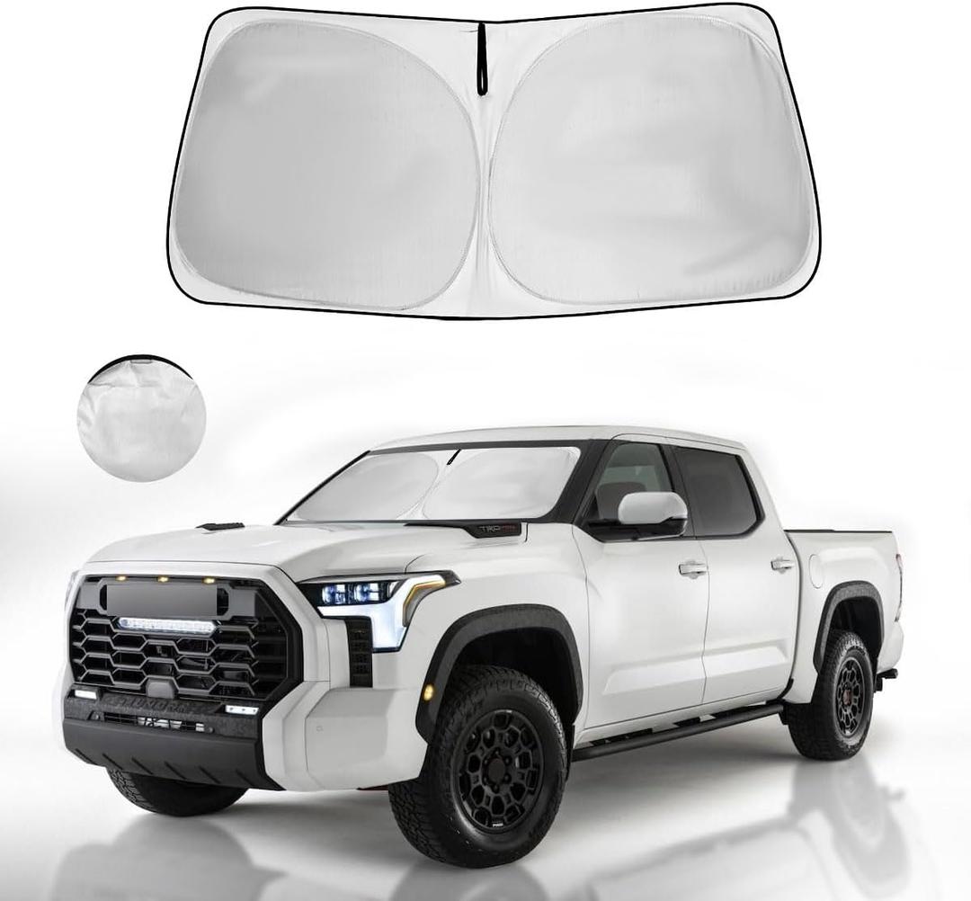 Upgraded Windshield Sun Shade Fit 2021 2020 2019 2017 2016-2007 Toyota Tundra Limited SR5 Platinum TRD Pro Pickup Front Window Sunshade Truck Accessories Sun Visor UV Protector Heat Shield Cover