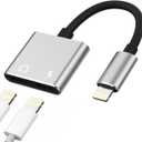 Iphone Dual Lightning Jack Headphone Adapter(2in1)AUX Charge Dongle Splitter for MFI Certified 14 13 12 11 Pro Max Mini 7 8 Plus XS SE X XR Ipad Audio Charger Adaptador Para Music Charging Cable
