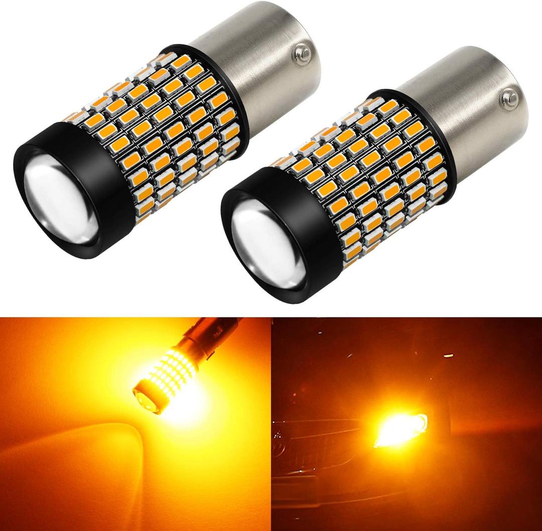PHINLION 1156 LED Turn Signal Light Bulbs Super Bright 3014 103-SMD BA15S P21W 1156 7506 LED Bulb with Projector for Turn Signal Blinker Lights, Amber Yellow