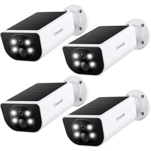 Cinnado Security Cameras Wireless Outdoor - Home Security Cameras Solar & Battery Powered with 2K Color Night Vision, 2-Way Talk & Spotlight, Continuous Power, 2.4 GHz Wi-Fi, Easy Set Up, S1 4 Pack