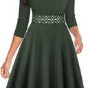 OWIN Women's Vintage Floral Lace Flared A-Line Swing Casual Party Cocktail Dresses Sleeveless Size XL, Dark Green