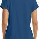 UNCLECAT Womens Crop Tops V Neck Cap Sleeve T Shirts Summer Basic Loose Fit Short Sleeves Tee Cute Trendy Clothes