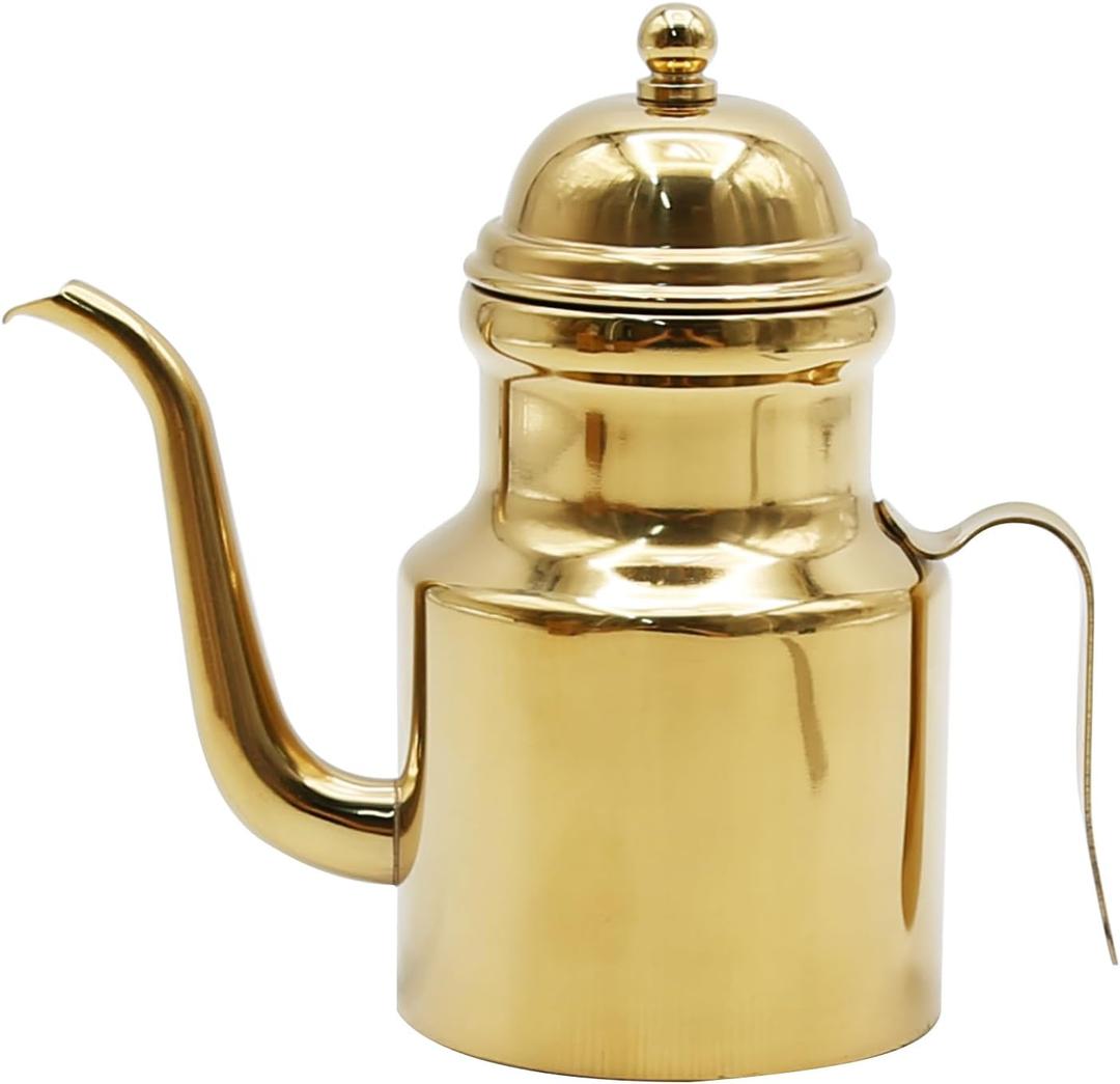 15oz Stainless Olive Oil & Vinegar Dispenser with Non-Slip Handle, Gold