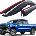 Goodyear Chrome Trim Window Deflectors for Chevrolet (Chevy) Silverado 1500/2500/3500 2019-2025 Crew Cab, Shatterproof Tape-on Rain Guards, Window Visors, Vent Deflector Visor, 4 pcs. - GY008677