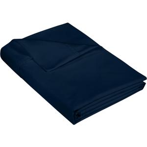 400 Thread Count 100% American Grown Cotton Navy Flat Sheet Only - Cooling Sheets - Luxury Sateen Weave - Full Size Flat Sheet Sold Separately - Super Soft Cotton Top Sheets (Full, Rivera Navy)