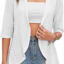 Women's Open Front 3/4 Sleeve Soft Drape Ruffles Cardigan Jacket M