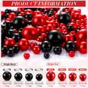 Jadive 200 Pieces Pearl Beads for Vase Filler Centerpieces, No Holes Pearl Makeup Beads for Wedding Holiday Party Home Brushes Holder Decor, 10/14/20/30 mm (Bright Black, Bright Red)