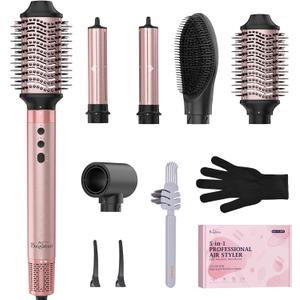 Brightup Air Wrap Hair Styler, 5 in 1 High Speed Hair Dryer Brush, Professional Automatic Hair Curler with Cool Shot Button, 800 Million Ionic, No Heat Damage, with Travel Bag
