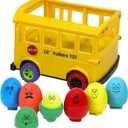 Lil Yolkers School Bus Egg Toy Set for Sensory & Motor Skills for Kids Ages 12+ Months - Educational Matching Game, Colorful Stacking Puzzle, Ideal Easter Basket Stuffer (6 Eggs)