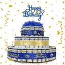 Happy Birthday Cake Topper Set,Black Gold Cake Filled With Happy Birthday Day Cake Gift,Supplies Gift ideas,Toppers Theme Decorations For Birthday Party (Blue)