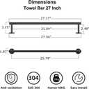 Bathroom Towel Bar, 27 Inch Towel Racks for Bathroom Wall Mounted, Heavy Duty Bathroom Towel Holder Organizer, Stainless Steel Home Towel Rod, Matte Black