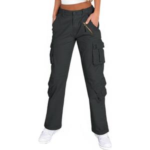 Alfiudad Womens Cargo Pants with Pockets, Women's Casual Military Army Hiking Combat Tactical Work Pants Trousers (2, Dark Grey)