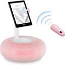 VoltifyMax Magnetic Kindle Holder with Page Turner, Cozy Pillow Kindle Stand for Reading, 360° Adjustable Phone Holder for Bed, Small Bowl for Tablet Stand with Stable Suction Base (Pink)