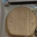 Mayfair Natural Oak Veneer Toilet Seat with Chrome Hinges, Round, Wood