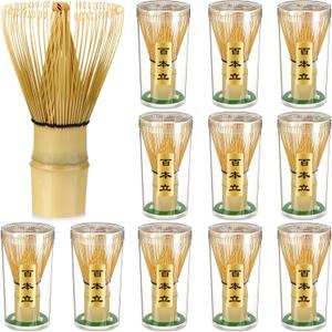 LemonRoad 12 Pcs Matcha Whisk Bulk 100 Prong Bamboo Whisk for Matcha Powder Traditional Japanese Chasen Handcrafted Organic Bamboo Stirrer Mixer Brush Authentic Ceremonial Tea Preparation Starter