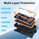 for iPhone 16 Case with Belt Clip Holster + Screen Protector, 3-Layer Heavy Duty Rugged Shockproof Anti-Drop Full Body Protective Case for iPhone 16 6.1 Inch (Black+Orange)