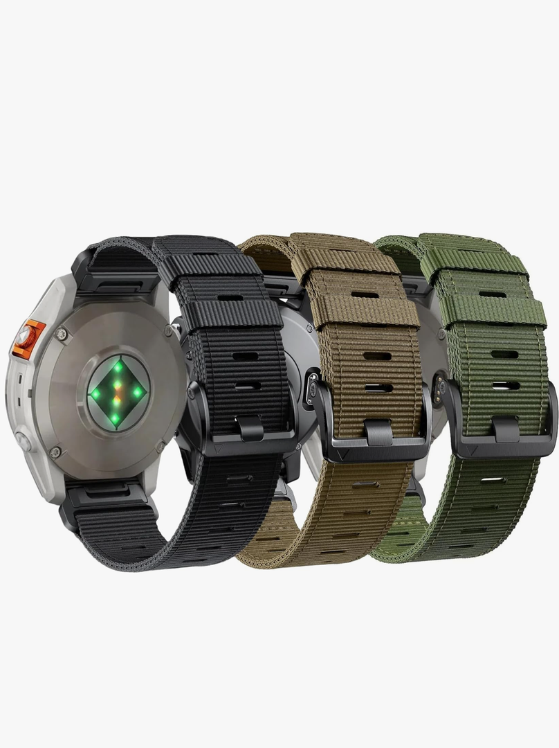 for Garmin epix pro, Fenix E/8/7/6/5, Forerunner 970/955/965 Band - Super Rugged Quickfit 22mm 26mm Nylon Sports Strap for Tactix/Approach/MARQ/quatix/D2/Enduro Series Replacement Band, Color: Black+Khaki+Green (Black Buckle), Size: 22mm fits 47mm ca