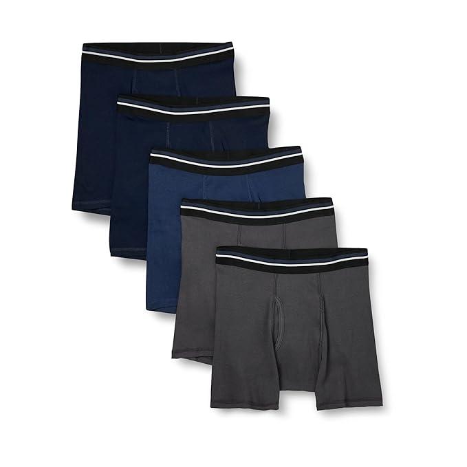 Amazon Essentials Men's Underwear Boxer Briefs, Comfortable Cotton, Tag-Free,5pcs,XL