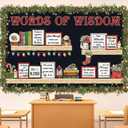 Qilery Christmas Bulletin Board Decorations Set – Holiday Words of Wisdom Wall Cutouts with Inspirational Quotes, Classroom Christmas Decor for Teachers, Office, Home, Winter Party Supplies